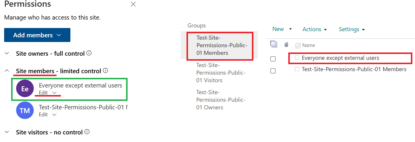 public group based SharePoint site permissions